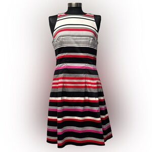 ✨ Maggy London Striped Sleeveless Fit & Flare Dress – Size 8 (NWT)